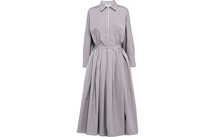 Order (W) 普拉达FW21拉链伞摆长袖衬衫裙 灰色 P3D52-S211-1UCX-F0D65