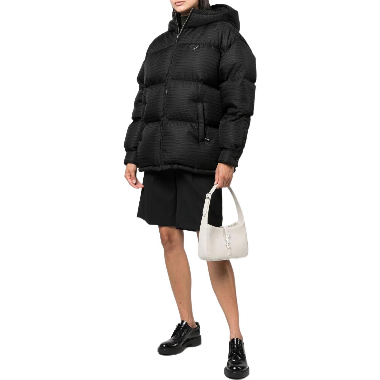 Shop (Women) PRADA FW22  Black Down Jacket Winter Warm Hooded Coat 292052-11FC-F0002-S-222