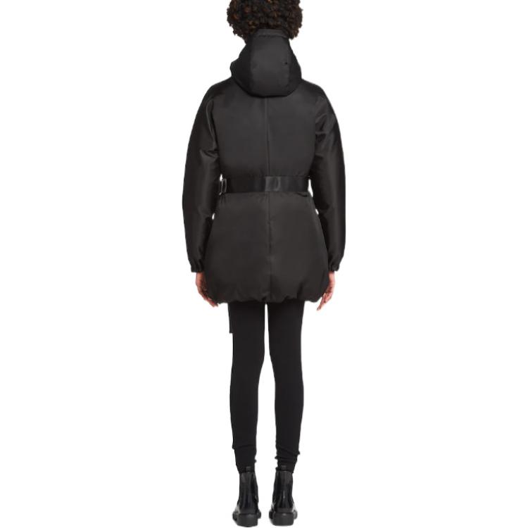 Shop (Women) PRADA FW22  Black Hooded Mid-Length Down Jacket 29Y955-1WQ8-F0002-S-212