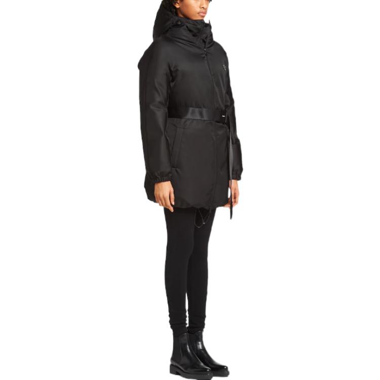 Purchase (Women) PRADA FW22  Black Hooded Mid-Length Down Jacket 29Y955-1WQ8-F0002-S-212
