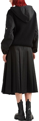 (Women) PRADA FW22 Black Knit Hoodie with Patch and Zipper Detail. P25L34-109R-F0002-S-222 Shop (Women) PRADA FW22 Black Knit Hoodie with Patch and Zipper Detail. P25L34-109R-F0002-S-222