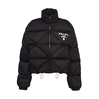 (Women) PRADA FW22 Black Logo Print Solid Color Long Sleeve Jacket. 291947-1YY8-F0002-S-202