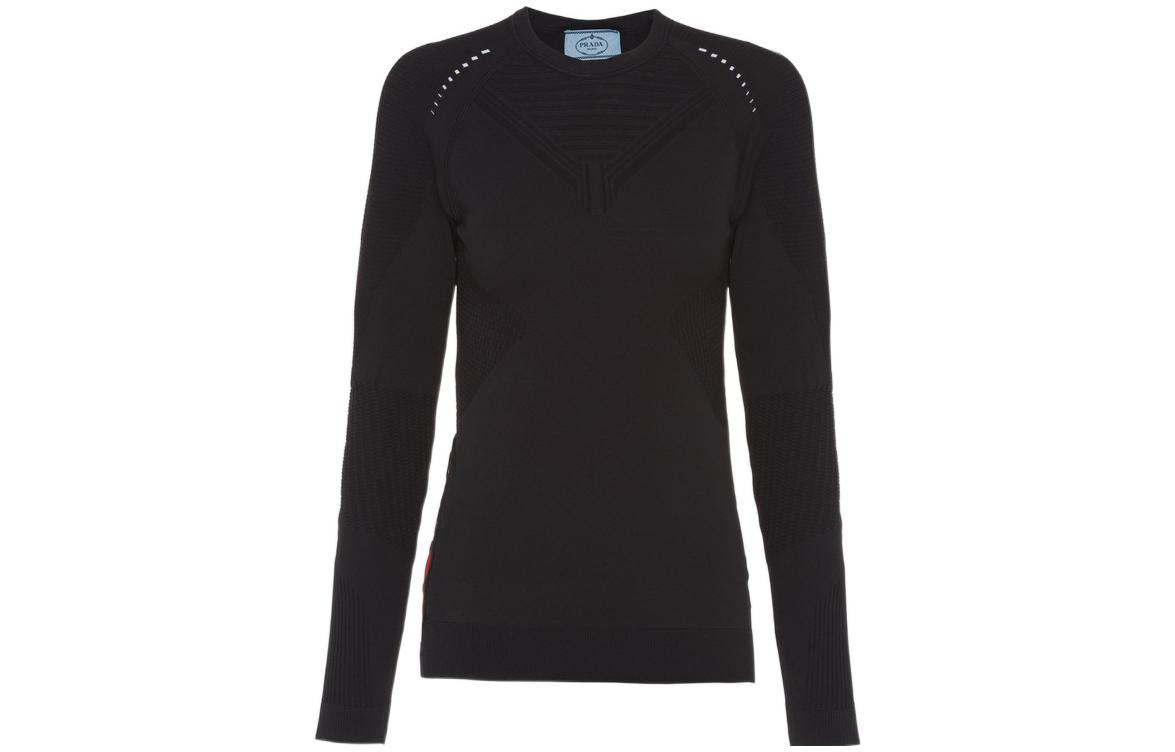 Order (W) 프라다 FW22 블랙 솔리드 컬러 크루넥 긴팔 스웨터 124B62-1YCE-F0967-S-211