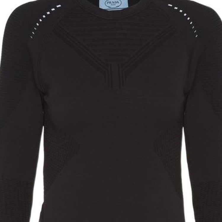 Details for (W) 프라다 FW22 블랙 솔리드 컬러 크루넥 긴팔 스웨터 124B62-1YCE-F0967-S-211