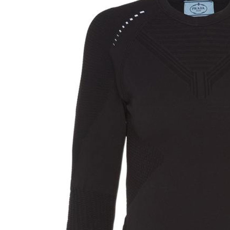 Sizing (W) 프라다 FW22 블랙 솔리드 컬러 크루넥 긴팔 스웨터 124B62-1YCE-F0967-S-211