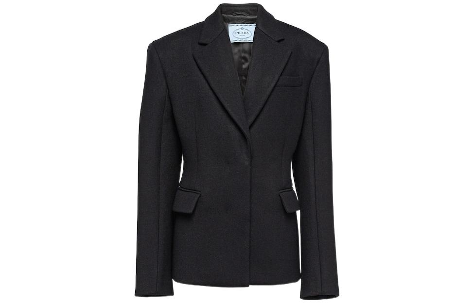 (Women) PRADA FW22  Black Solid Color Long Sleeve Blazer Jacket. P504N-180-F0002-S-222