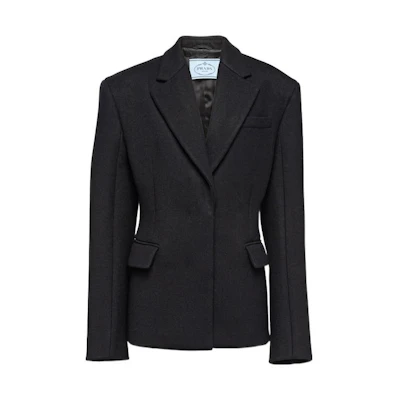 (Women) PRADA FW22 Black Solid Color Long Sleeve Blazer Jacket. P504N-180-F0002-S-222