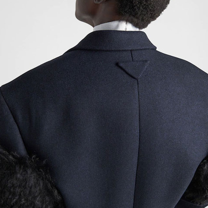 Sizing (Women) PRADA FW22  Dark Blue Solid Button-Up Long Sleeve Coat P655PP-117O-F0008-S-222