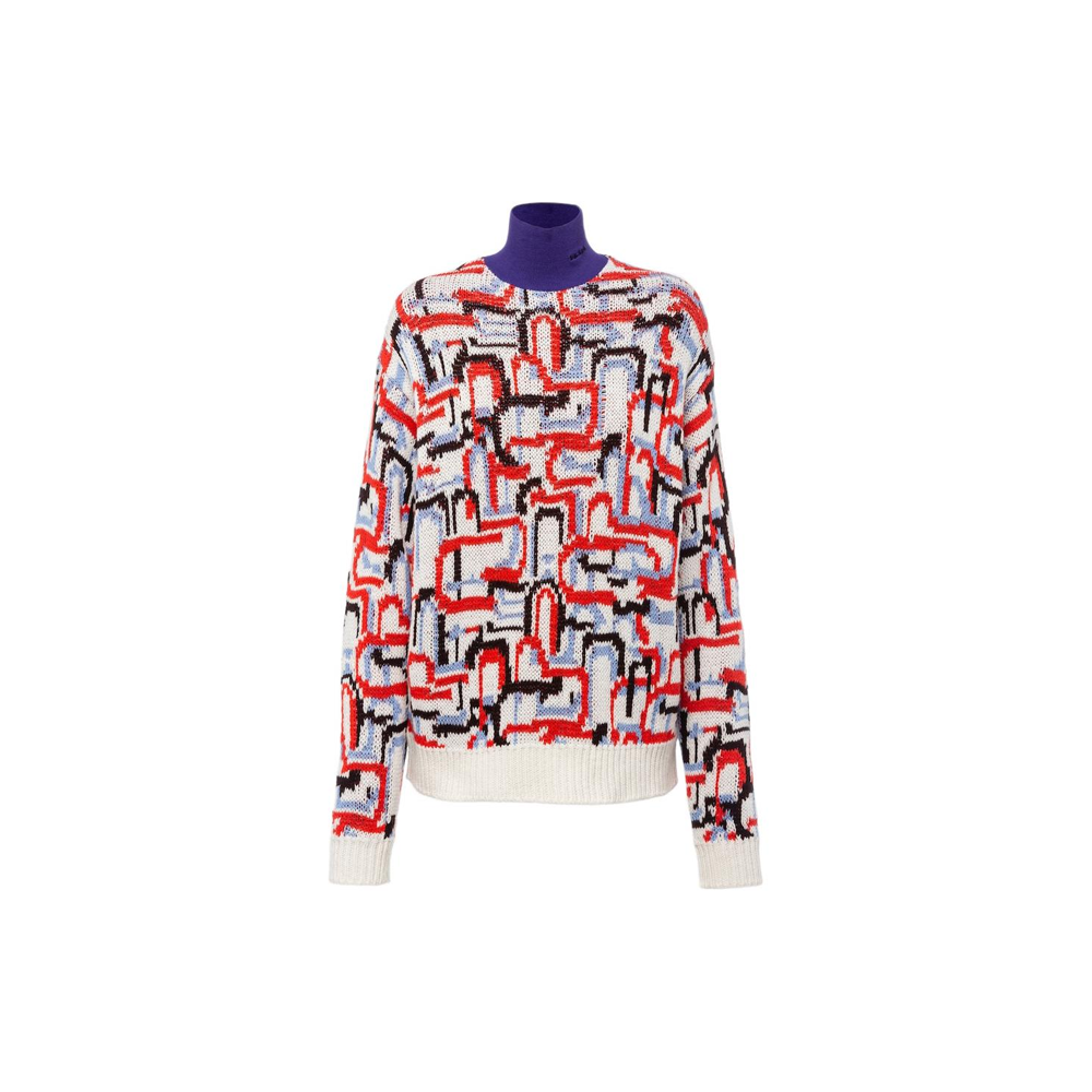 (Women) PRADA FW22  Geometric Knit Turtleneck Cashmere Sweater Orange P26474-114C-F0049-S-222