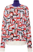 (Women) PRADA FW22 Geometric Knit Turtleneck Cashmere Sweater Orange P26474-114C-F0049-S-222 (Women) PRADA FW22 Geometric Knit Turtleneck Cashmere Sweater Orange P26474-114C-F0049-S-222