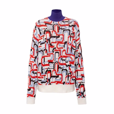 (Women) PRADA FW22 Geometric Knit Turtleneck Cashmere Sweater Orange P26474-114C-F0049-S-222