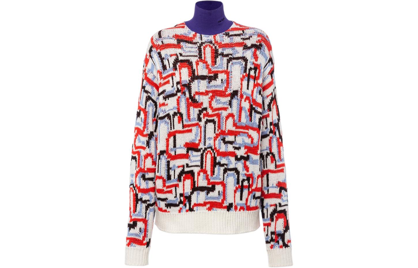 Order (W) 프라다 FW22 기하학적 니트 터틀넥 캐시미어 스웨터 오렌지 P26474-114C-F0049-S-222