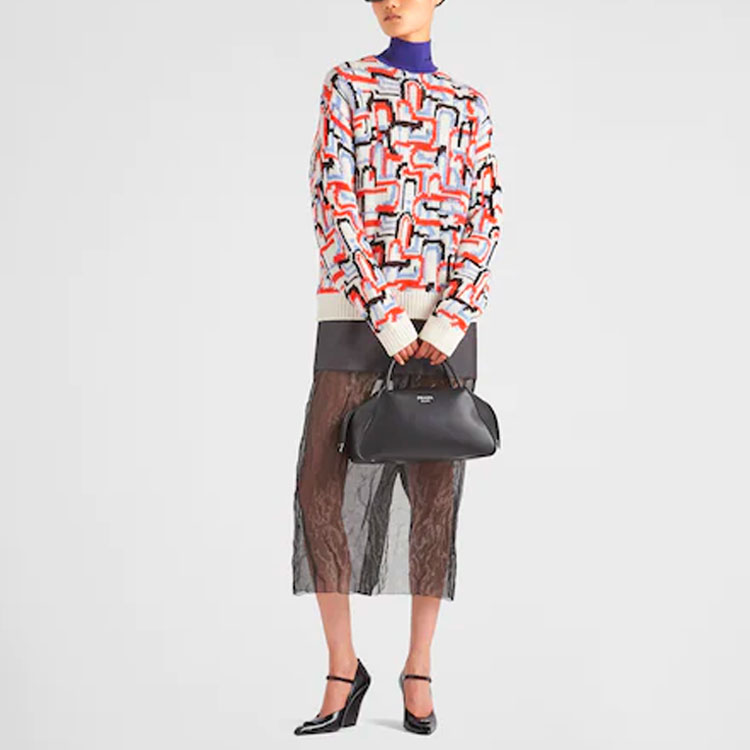 Lookbook (W) 프라다 FW22 기하학적 니트 터틀넥 캐시미어 스웨터 오렌지 P26474-114C-F0049-S-222