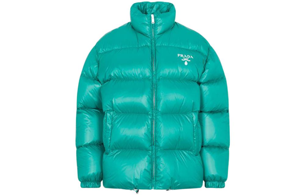 Order (Women) PRADA FW22  Green Logo Print Zip-Up Loose Fit Down Jacket. 292065-11A9-F077U-S-222