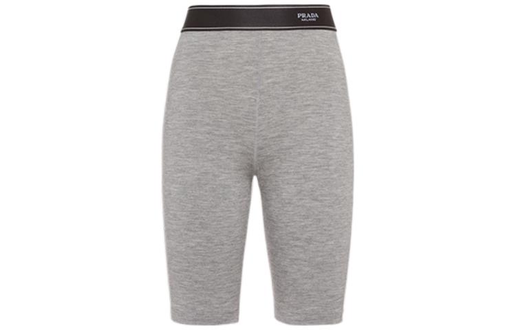 (Women) PRADA FW22  Grey Elastic Shorts with Solid Logo Design. 32130-10H1-F0031-S-221