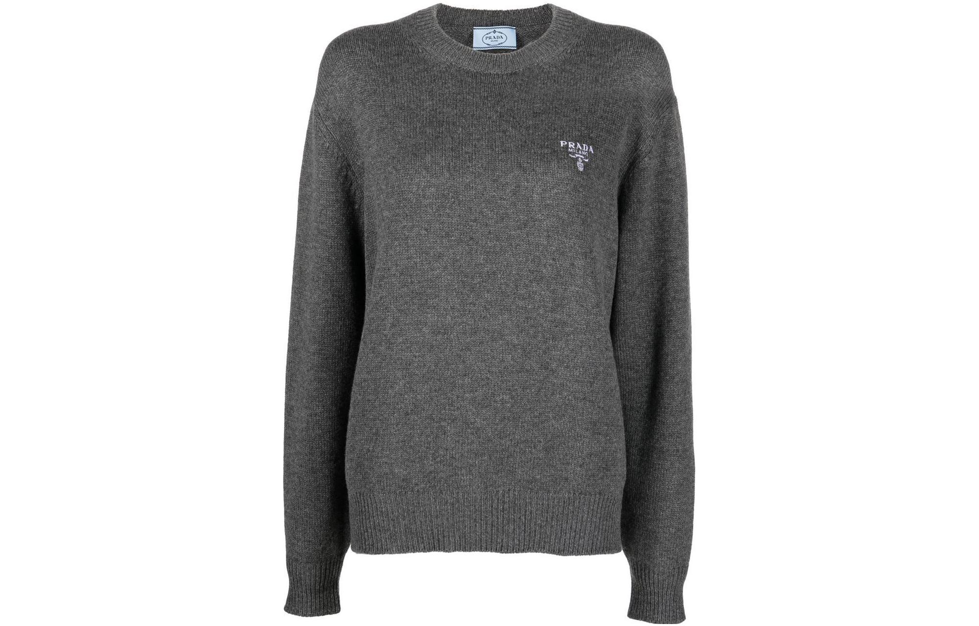 (Women) PRADA FW22  Grey Solid Knit Crewneck Sweater P24R1A-102N-F0480-S-221