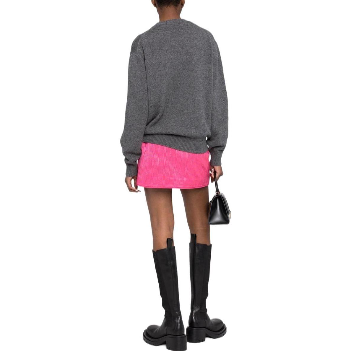 Shop (W) PRADA FW22 Sweater Abu-Abu Solid Knit Crewneck. P24R1A-102N-F0480-S-221