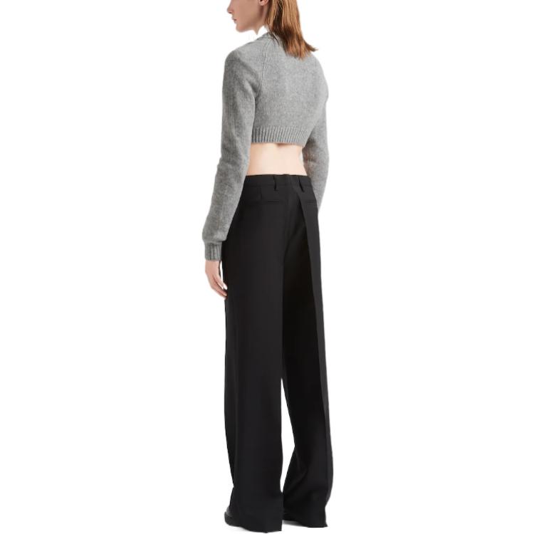 Shop (W) PRADA 秋冬22 灰色V领修身羊绒毛衣 P25I65-10CE-F0031-S-221