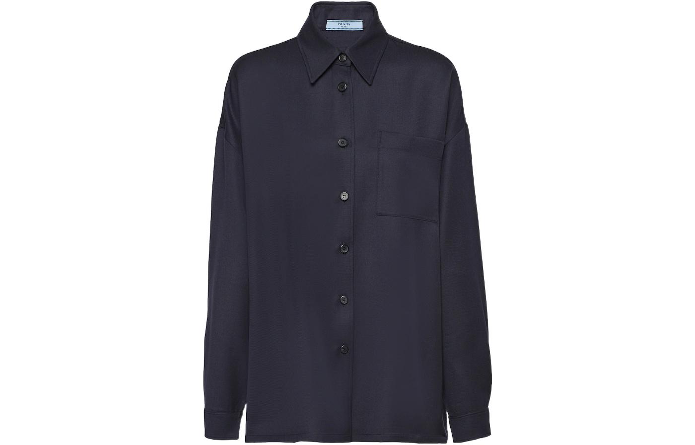 (Women) PRADA FW22  Navy Blue Shirt P495F-108W-F0008-S-221