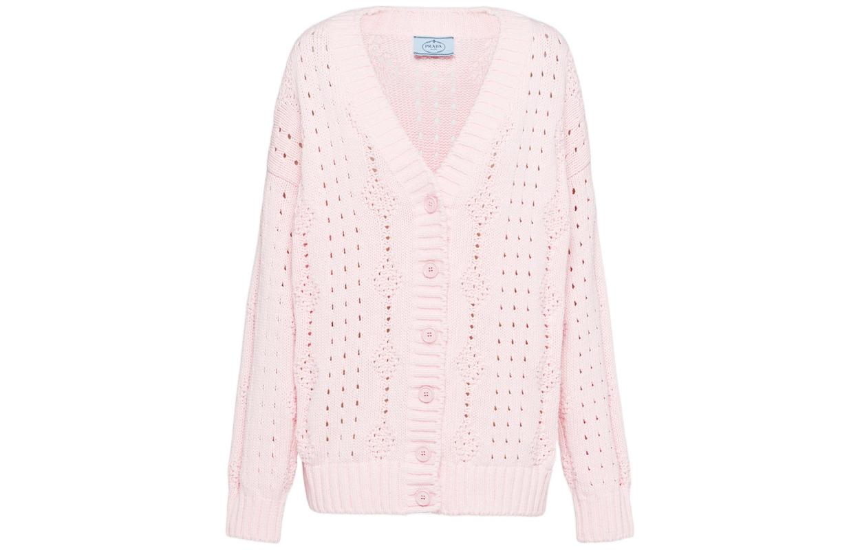 (Women) PRADA FW22  Pink Knit Cardigan Sweater P25L48-11GB-F0028-S-222