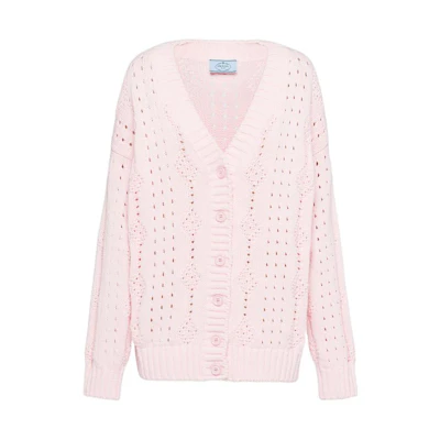 (Women) PRADA FW22 Pink Knit Cardigan Sweater P25L48-11GB-F0028-S-222