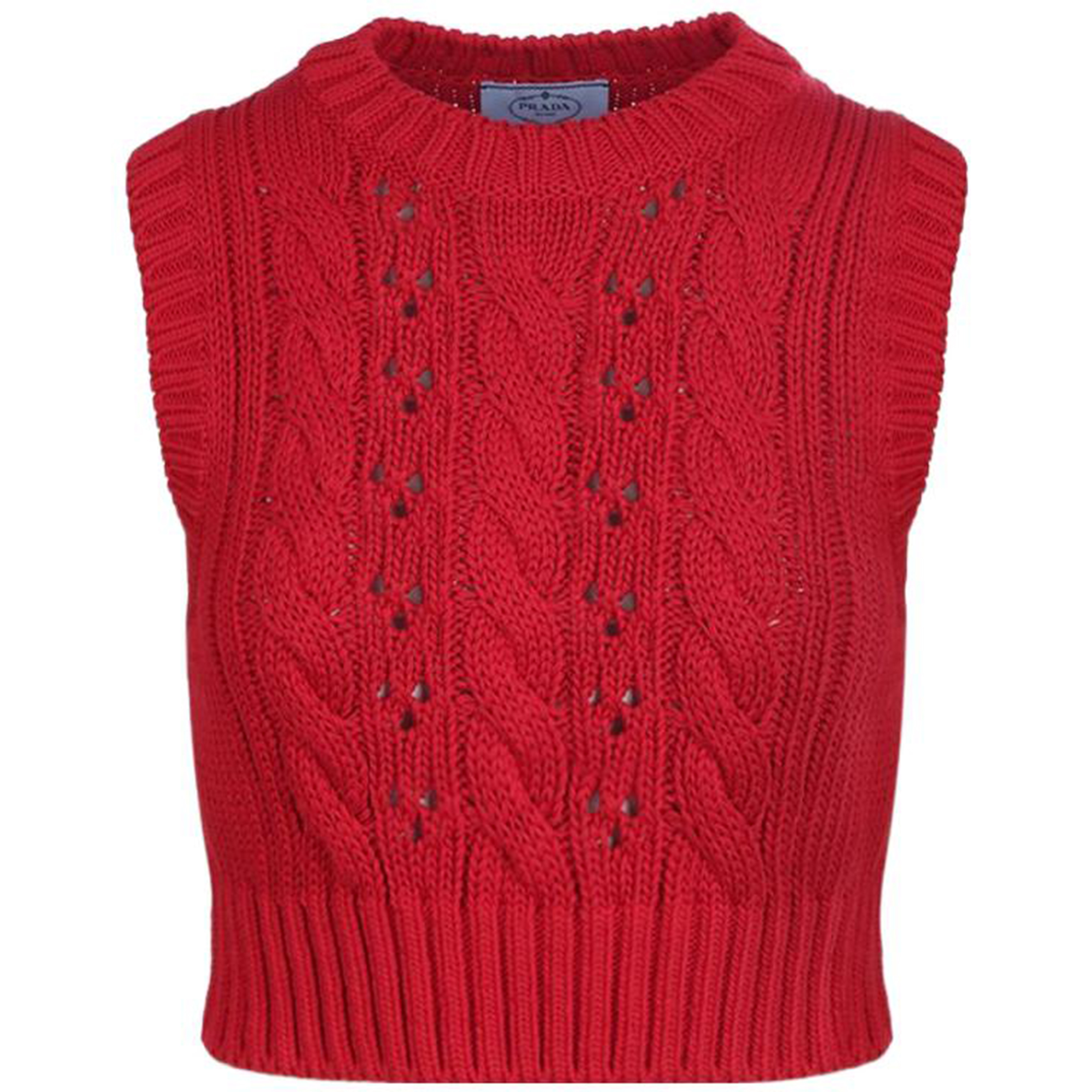 (Women) PRADA FW22  Red Sleeveless Pullover Knit Vest. P29A02-11F9-F0011-S-221