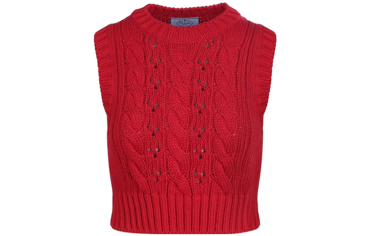 Order (W) PRADA FW22 Vest Baju Tanpa Lengan Merah. P29A02-11F9-F0011-S-221