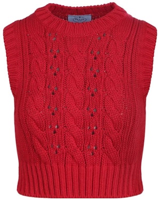 (Women) PRADA FW22 Red Sleeveless Pullover Knit Vest. P29A02-11F9-F0011-S-221 Order (Women) PRADA FW22 Red Sleeveless Pullover Knit Vest. P29A02-11F9-F0011-S-221
