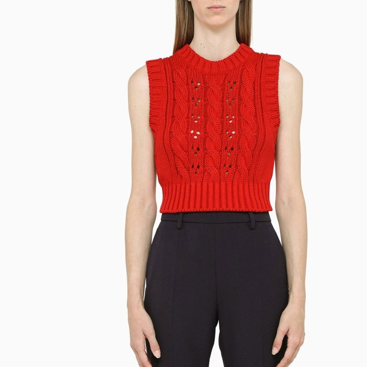 Shop (W) PRADA FW22 Vest Baju Tanpa Lengan Merah. P29A02-11F9-F0011-S-221