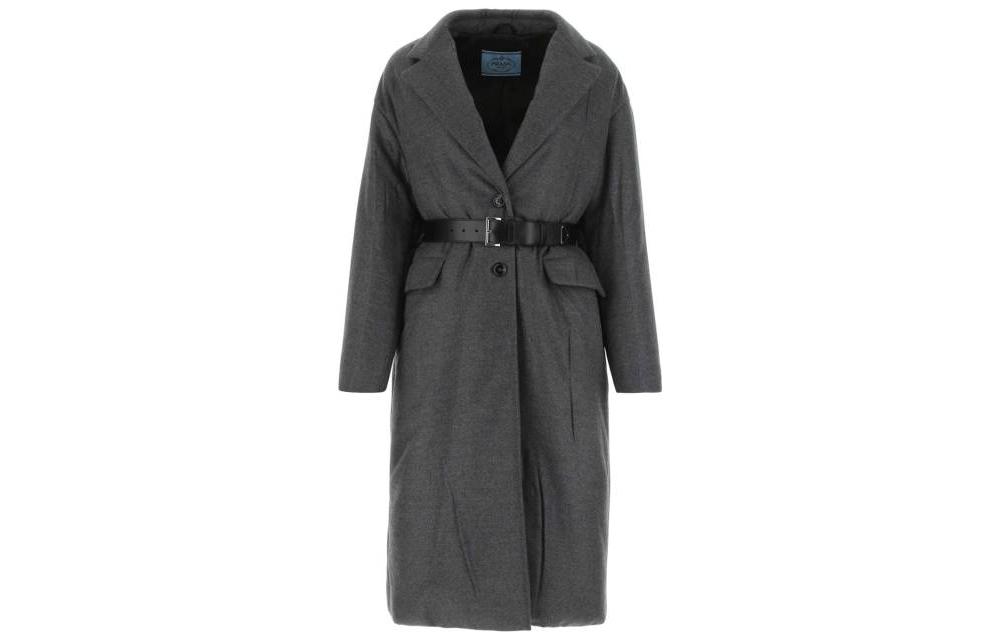 Order (Women) PRADA FW22  Single-Breasted Belted Long Sleeve Coat Grey P626PK-11C1-F0480-S-222
