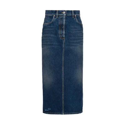 (Women) PRADA FW22 Solid Color Mid-Waist Denim Long Skirt Blue GFD162-10UJ-F0008-S-212