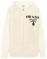 (Women) PRADA FW22 White Hoodie with Letter Pattern Design. P25I09-1Y1J-F0K74-S-212 (Women) PRADA FW22 White Hoodie with Letter Pattern Design. P25I09-1Y1J-F0K74-S-212