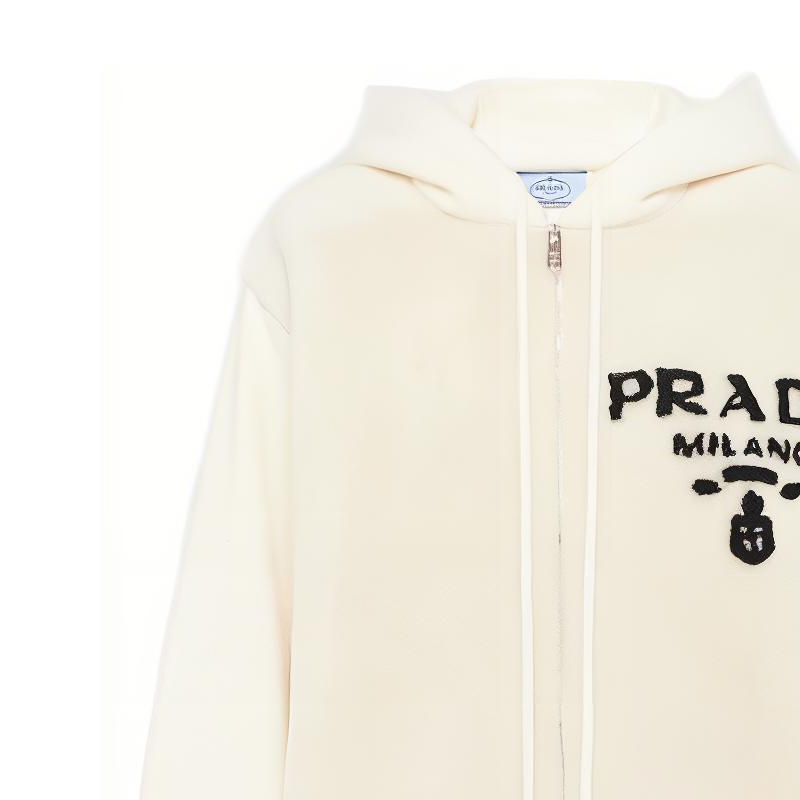 Details for (Women) PRADA FW22 White Hoodie with Letter Pattern Design. P25I09-1Y1J-F0K74-S-212