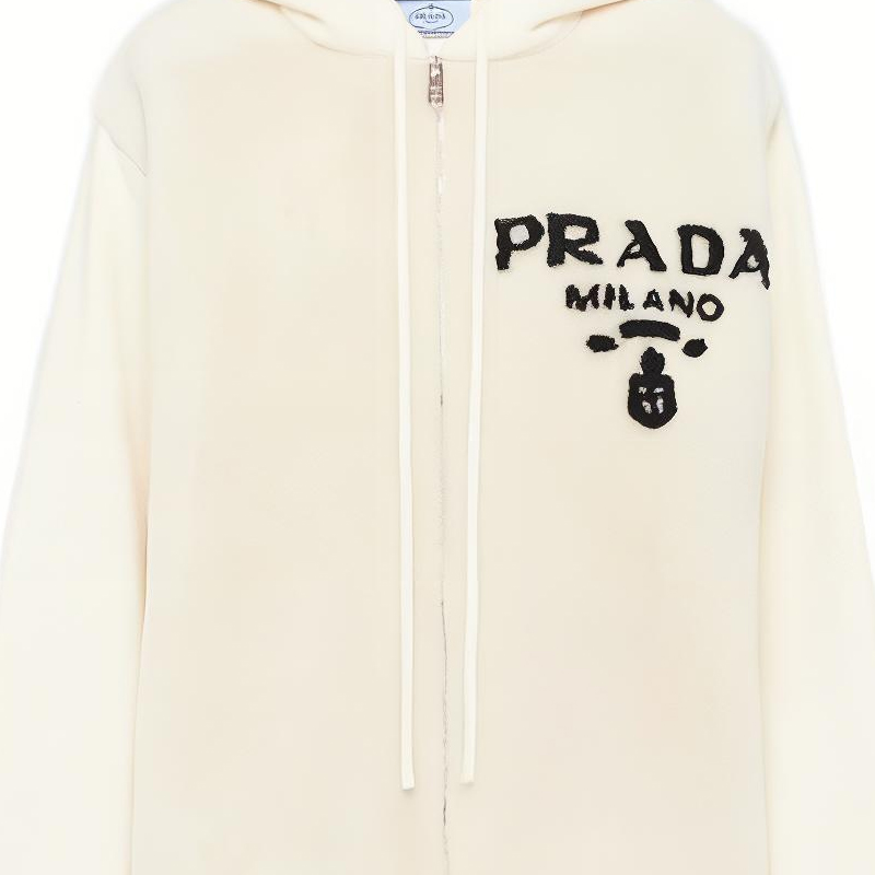 Sizing (Women) PRADA FW22 White Hoodie with Letter Pattern Design. P25I09-1Y1J-F0K74-S-212