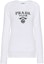 Buy (Women) PRADA FW22 White Knit Sweater with Letter Logo and Round Neck. P24R1HS2211093-F0009