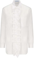 (Women) PRADA FW22 White Solid Pleated Long-Sleeve Sun Protection Shirt P407G-1XV2-F0009-S-221 (Women) PRADA FW22 White Solid Pleated Long-Sleeve Sun Protection Shirt P407G-1XV2-F0009-S-221