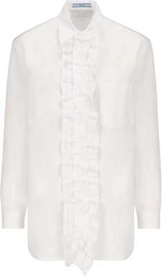 (Women) PRADA FW22 White Solid Pleated Long-Sleeve Sun Protection Shirt P407G-1XV2-F0009-S-221 Order (Women) PRADA FW22 White Solid Pleated Long-Sleeve Sun Protection Shirt P407G-1XV2-F0009-S-221