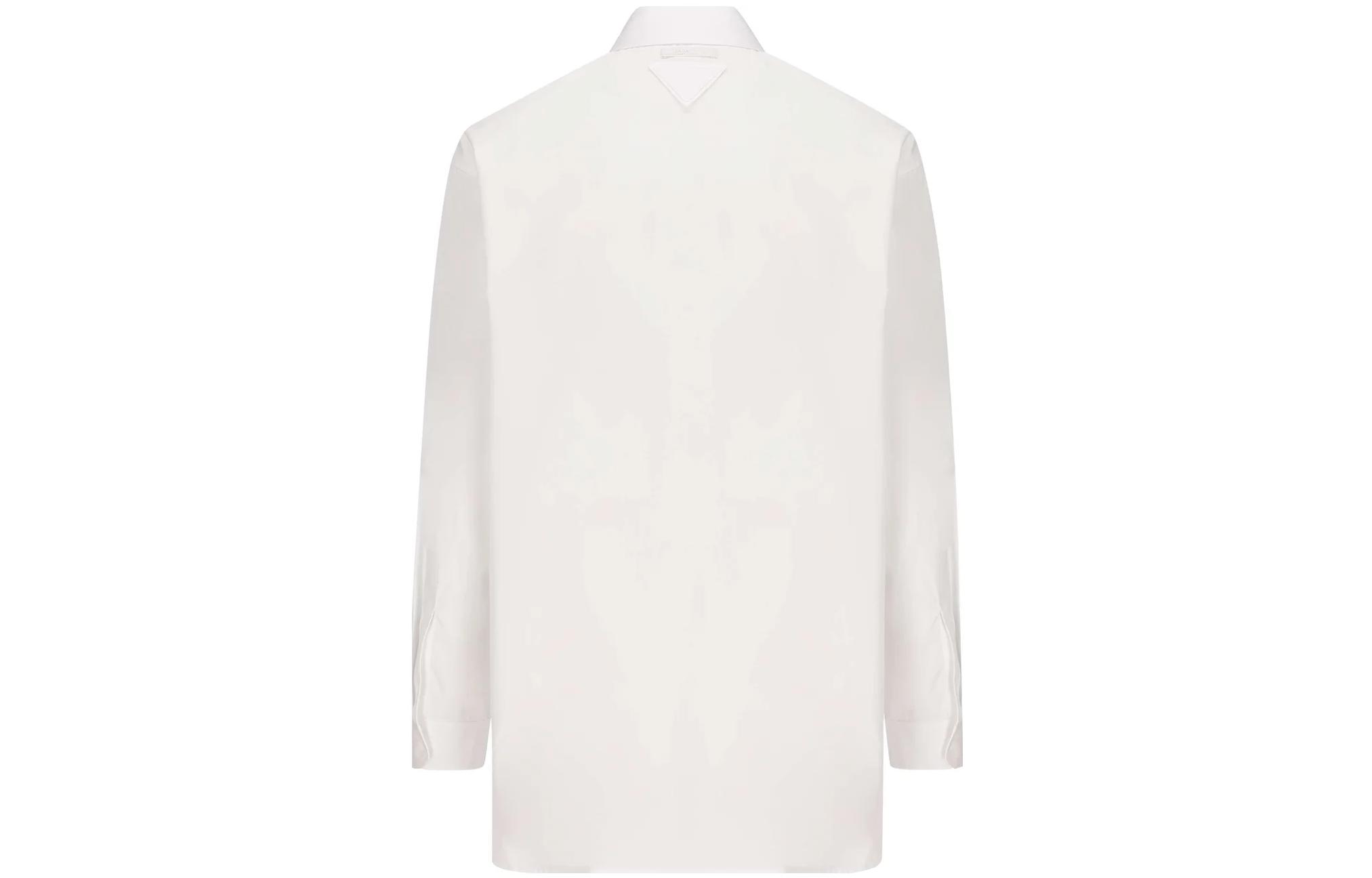 Lookbook (W) プラダ FW22 ホワイト ソリッド プリーツ 長袖 UVカット シャツ P407G-1XV2-F0009-S-221