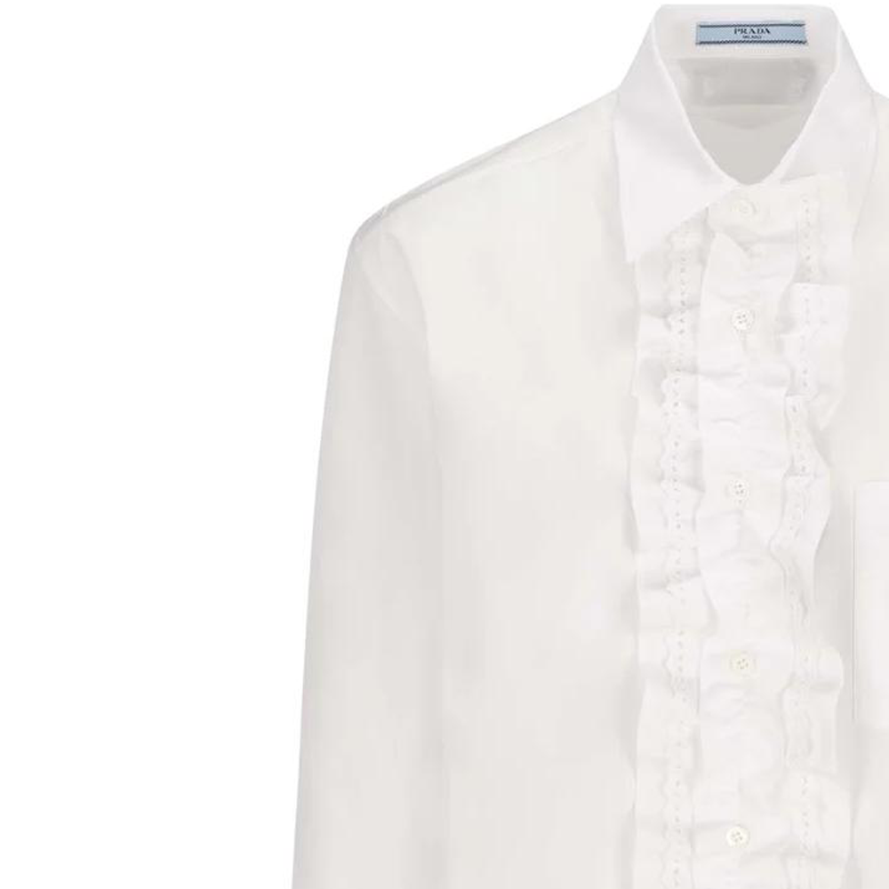 Details for (W) プラダ FW22 ホワイト ソリッド プリーツ 長袖 UVカット シャツ P407G-1XV2-F0009-S-221