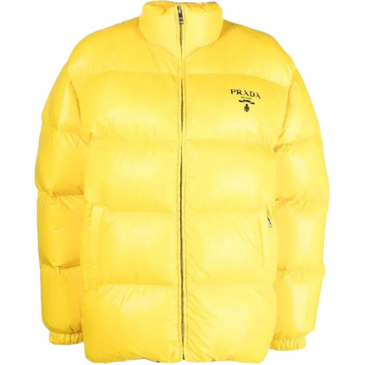 (Women) PRADA FW22  Yellow Logo Print Long Sleeve Puffer Jacket Winter Wear 292065-11A9-F0010-S-222