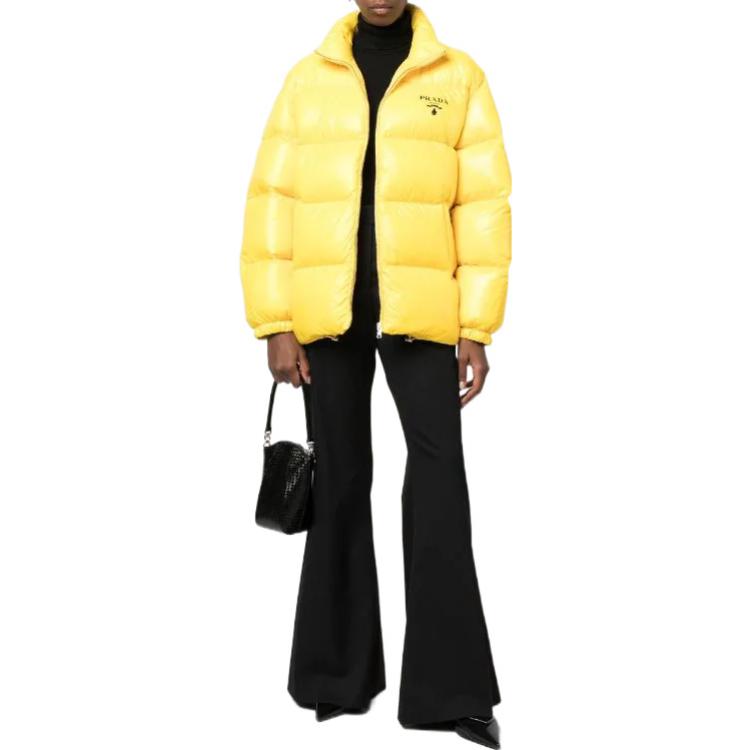 Lookbook (Women) PRADA FW22  Yellow Logo Print Long Sleeve Puffer Jacket Winter Wear 292065-11A9-F0010-S-222