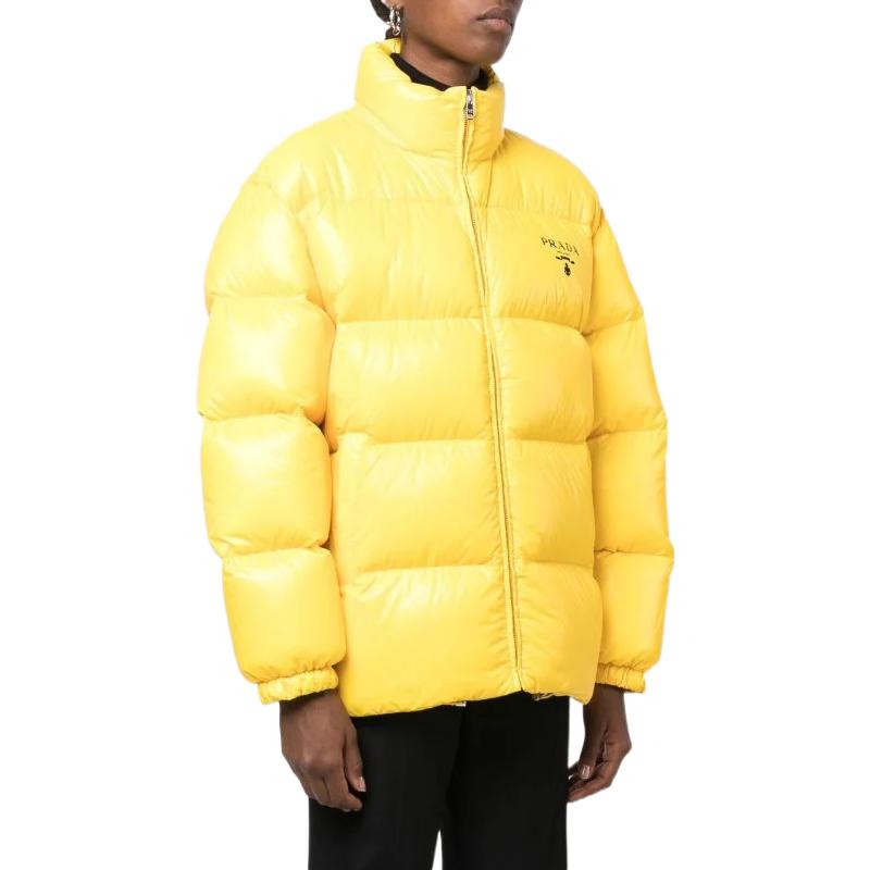 Purchase (Women) PRADA FW22  Yellow Logo Print Long Sleeve Puffer Jacket Winter Wear 292065-11A9-F0010-S-222