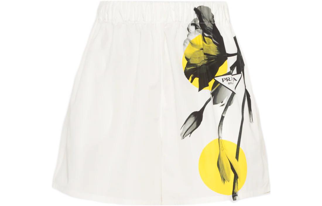 Order (W) PRADA FW22 花卉印花米色寬鬆直筒休閒短褲 女款 P211G-10N0-F0009-S-221