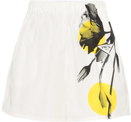 (W) PRADA FW22 花卉印花米色寬鬆直筒休閒短褲 女款 P211G-10N0-F0009-S-221 Order (W) PRADA FW22 花卉印花米色寬鬆直筒休閒短褲 女款 P211G-10N0-F0009-S-221