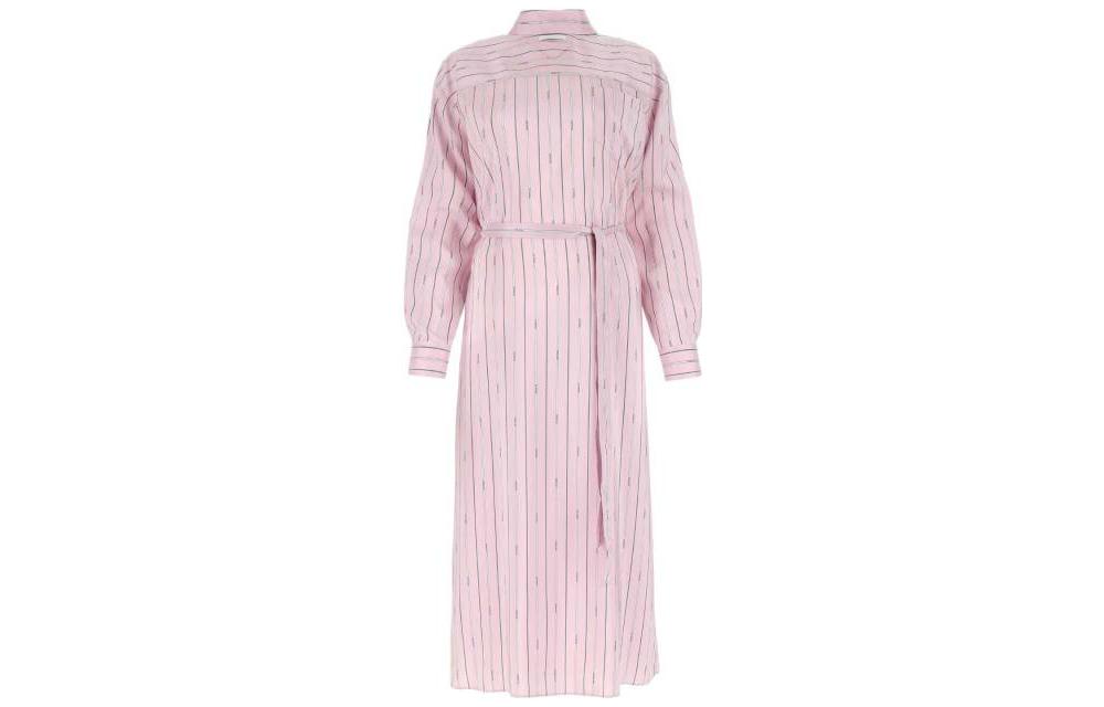 Lookbook (W) 普拉达FW22粉色条纹图案长袖中长裙女款 P3H53-1TK8-F0028-S-222