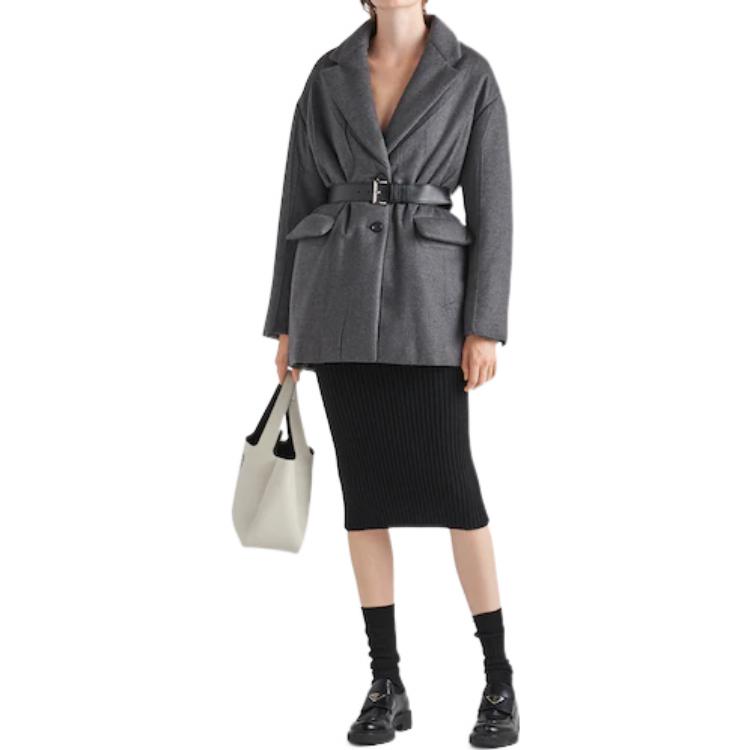 Lookbook (W) Prada FW22 單排扣腰帶灰色羽絨外套大衣 P628PK-11C1-F0480-S-222