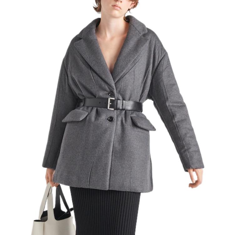 Purchase (W) Prada FW22 單排扣腰帶灰色羽絨外套大衣 P628PK-11C1-F0480-S-222