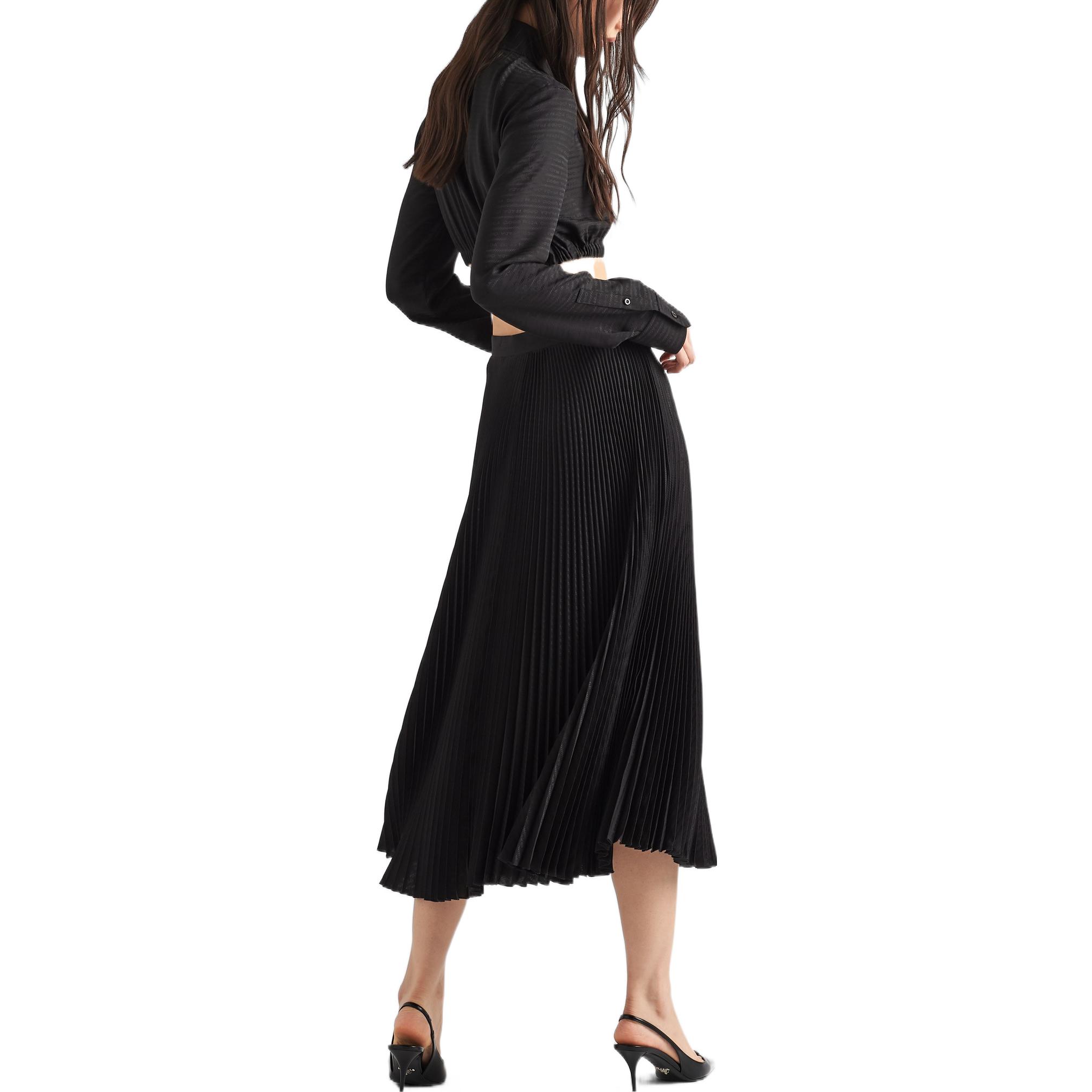 Lookbook (W) PRADA 2022秋冬女款黑色提花中长裙 P136U-11DW-F0002-S-222