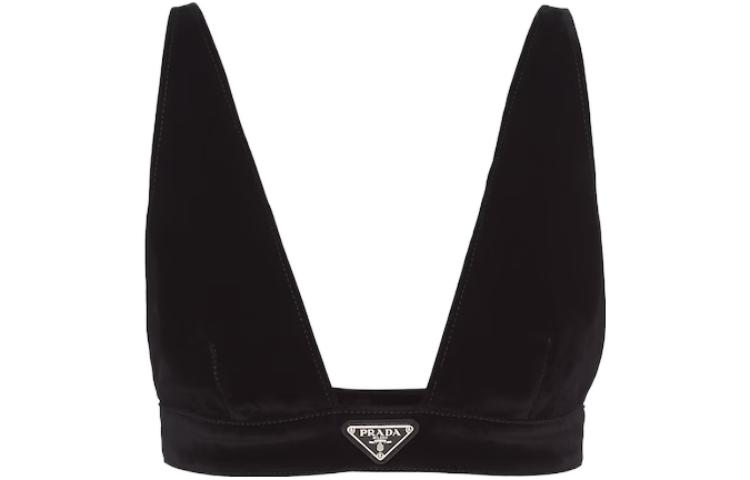(Women) PRADA FW23  Black Logo V-Neck Slim Fit Camisole GFT011-12HO-F0557-S-212