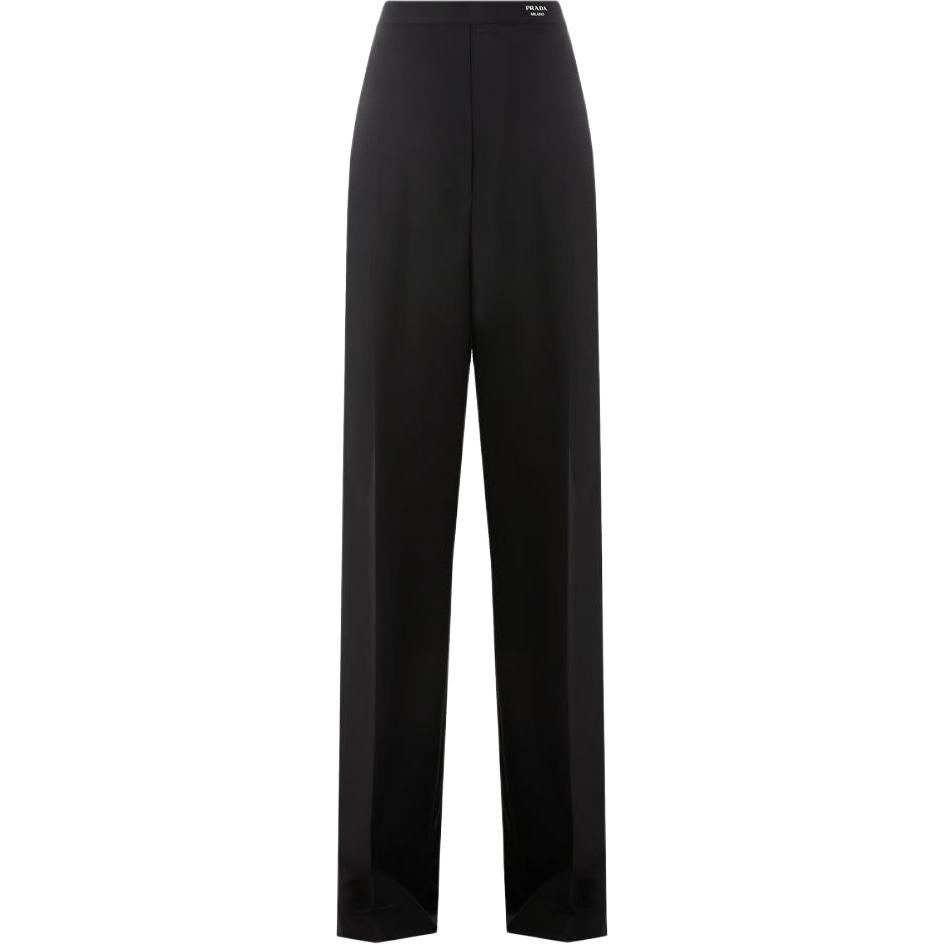 (Women) PRADA FW23  Black Loose-Fit Casual Pants with Solid Logo Design. P230H-12I1-F0002